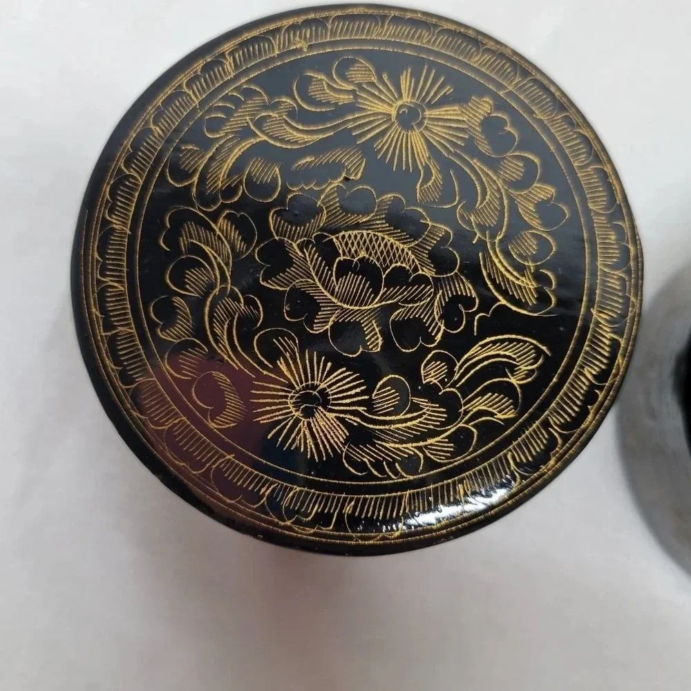 SOLD                  Hand-Painted Ornate Jewelry Wood Paper Mache Trinket Box - - Picture 9 of 16